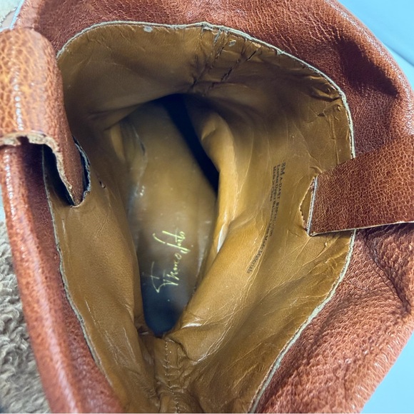 Franco Sarto Fold Over Almond Toe Brown Leather Cowgirl Ankle Boot 8M - Picture 7 of 11